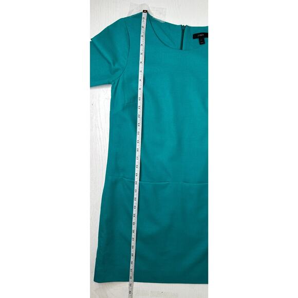 J. Crew Wool Blend Shift Knee Length Dress Teal Green Pockets Office Workwear 00 - Picture 10 of 11
